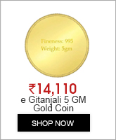 e Gitanjali 5 GM 24KT 995 Purity Plain Gold Coin BIS Hallmarked