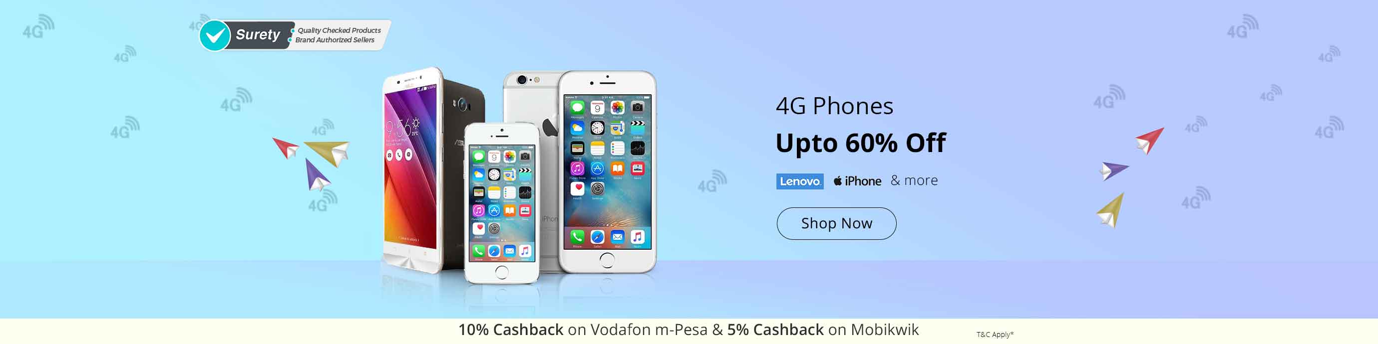 Lenovo, Iphone & more 4G Phone upto 60% off