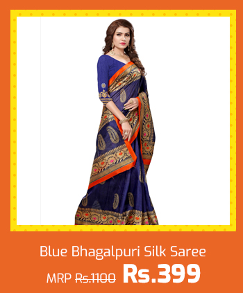 Blue Bhagalpuri Silk Saree