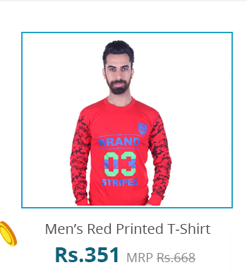 Men's Red Printed T-Shirt