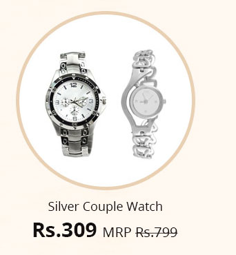 Silver Round Dial Couple Watch