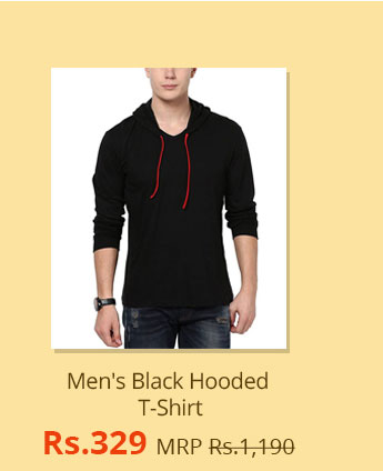 Men's Black Hooded T-Shirt