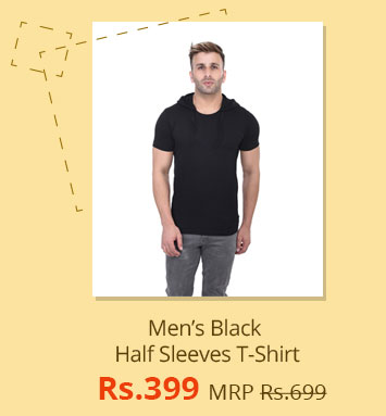 Men's Black Half Sleeves T-Shirt