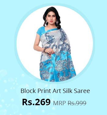 SVB Art Silk Block Print Saree