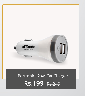  Portronics Car Power 2.4 Amp Car Charger(Grey, White) 