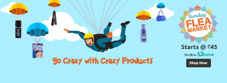 Shopclues Sunday Flea Market : Go Crazy With Crazy Products (Cash Back Upto Rs.200)
