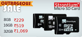 Strontium Micro SD 8GB for Rs.229, 16GB Class 6 for Rs.519 & 32GB Class 6 for Rs.1069