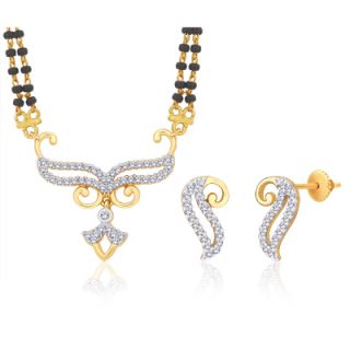 Peora 18 Karat Gold And Rhodium Plated Mangalsutra Set (Design 3)