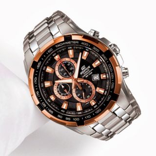 CASIO EDIFICE COPPER BLACK DIAL SPORT CHRONOGRAPH MEN WATCH EF-539 + BOX