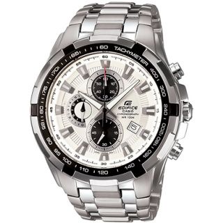 CASIO EDIFICE WHITE DIAL SPORT CHRONOGRAPH MEN WATCH EF-539 + BOX