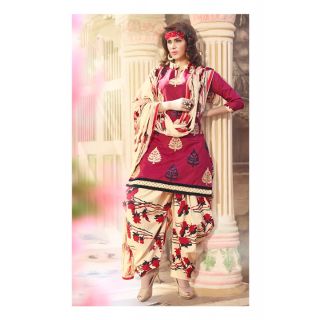 Magnum Opus Store Maroon Color Chanderi Cotton Straight Cut Suit.