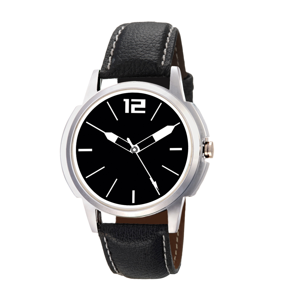 Buy Gledati Round Dial Black Leather Strap Quartz Watch For Men Online