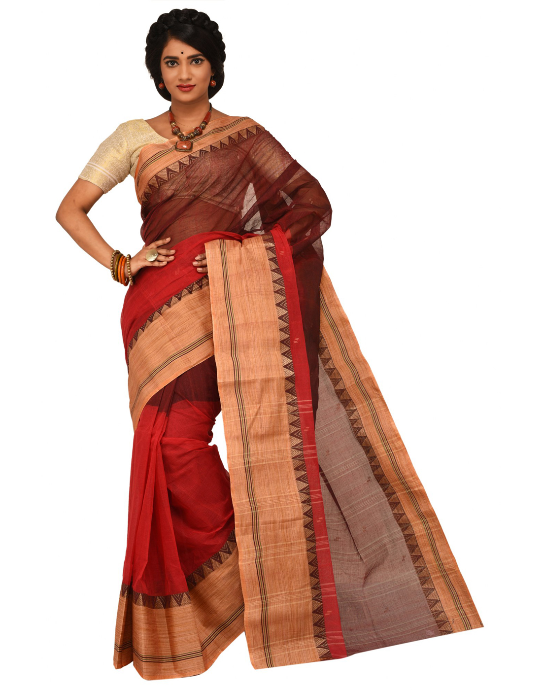 Buy Sangam Kolkata Handloom Cotton Saree Online From Shopclues