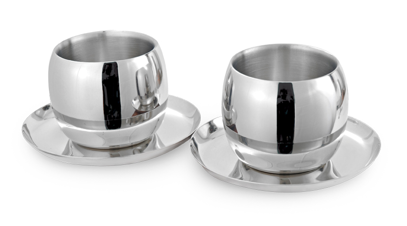 Double Wall Designer Cup & Saucer Set Of 2 Cups @ Rs. 323/- On Shopclues