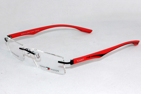 Spectacle Frame Eyewear (Tommy Fashion)Red & Black Rimless ...