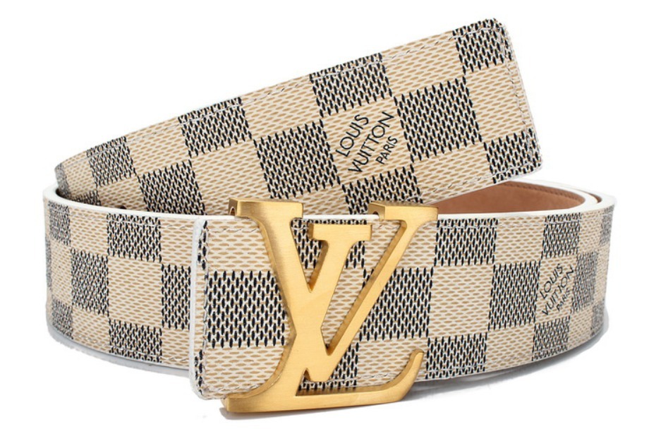 Fashion :: Accessories :: Belts :: Louis Vuitton LV Initials Damier Azur Belt White GOLD Buckle ...