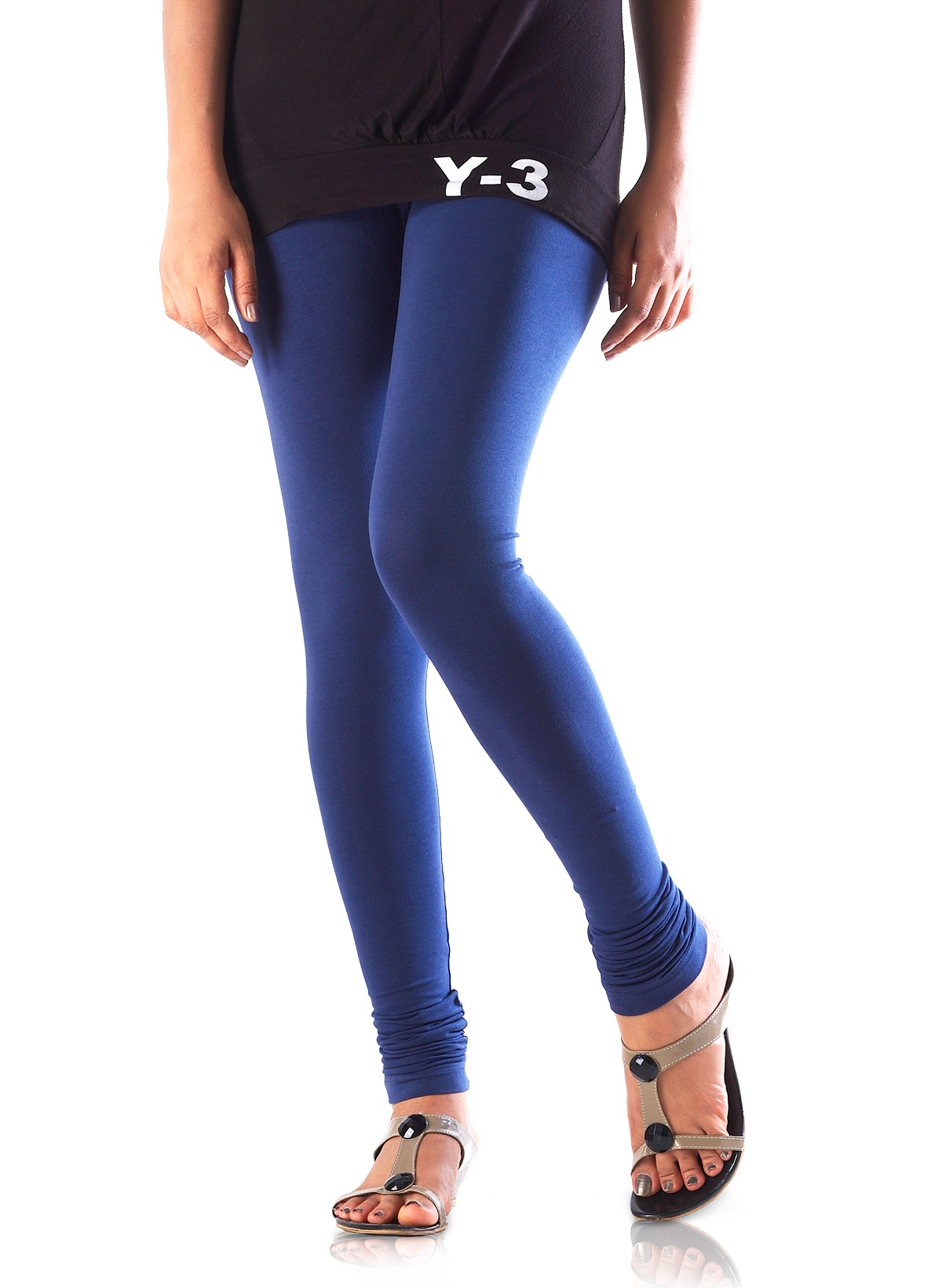 TRASA Women's Cotton 4 Way Stretchable Slim Fit Churidar Leggings - Navy  Blue