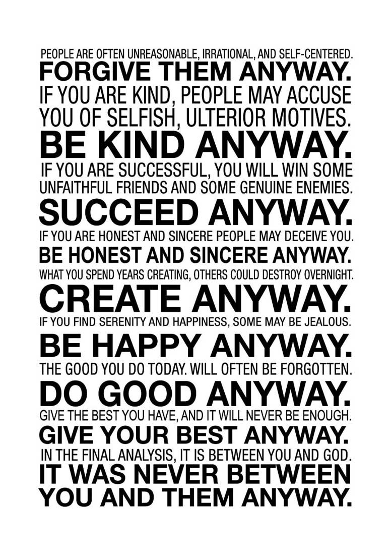 Mother Teresa Quotes Do It Anyway Printable
