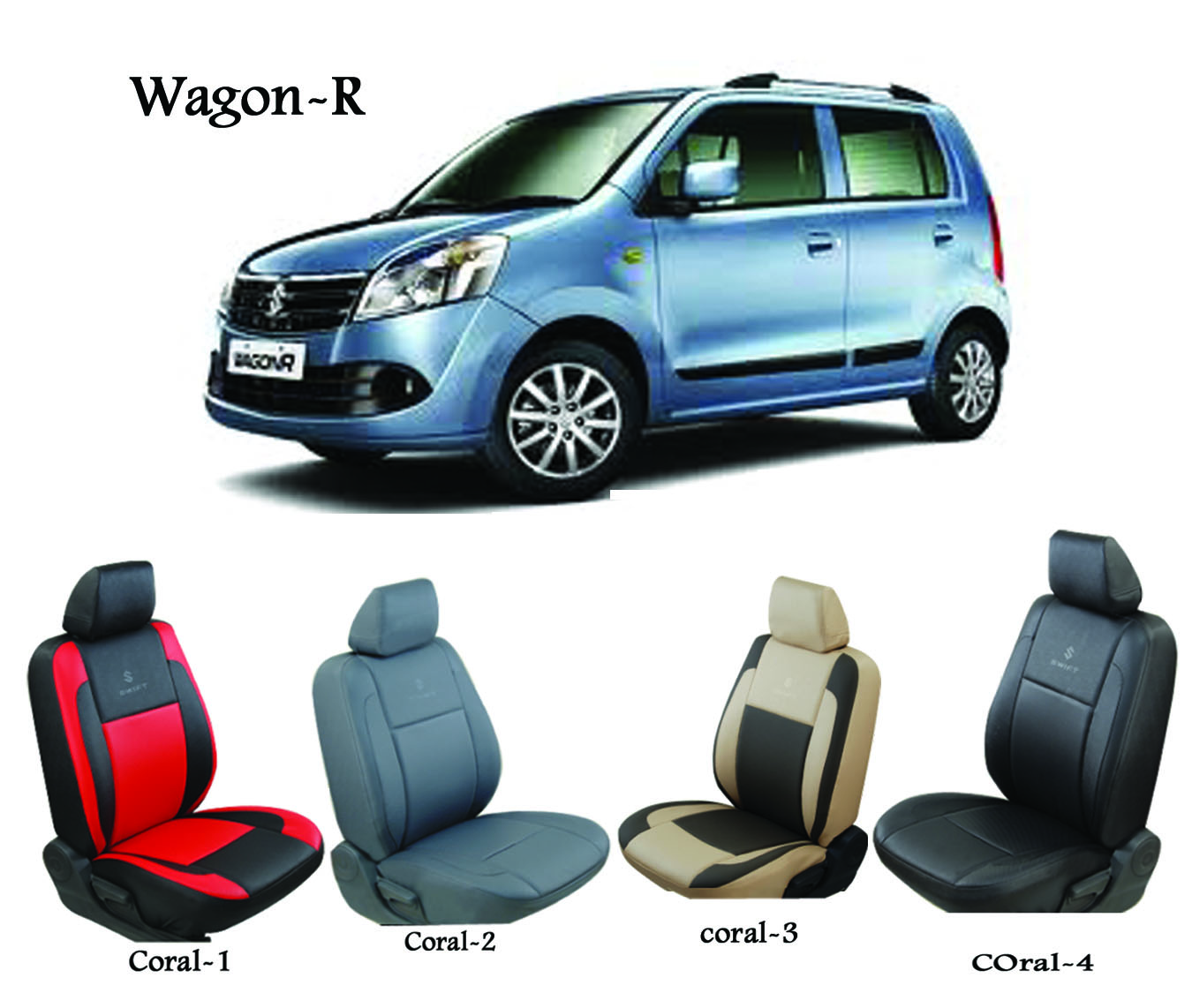 Shoppers Hub Car Seat Covers For Wagon R Coral available at ShopClues