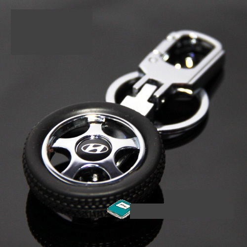 HYUNDAI Rotary Wheel Tyre Car Logo Keychain i10 i20 Eon Verna Sonata Elantra
