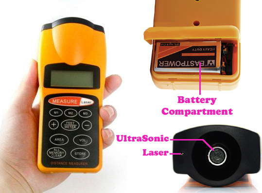 Gadget Hero S Ultrasonic Distance Measure Meter With Laser Pointer