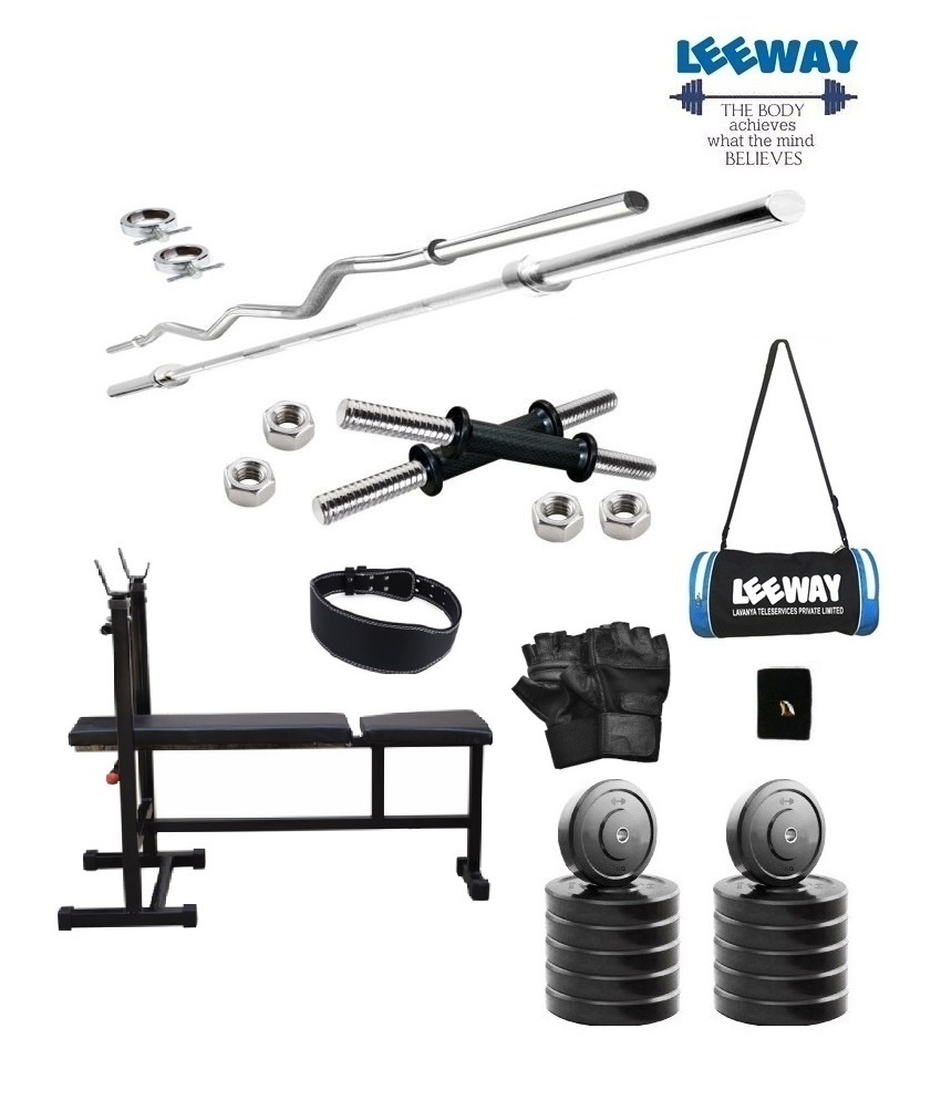 Buy Leeway 40 Kg Adjustable Dumbbell Home Gym Set With Accessories