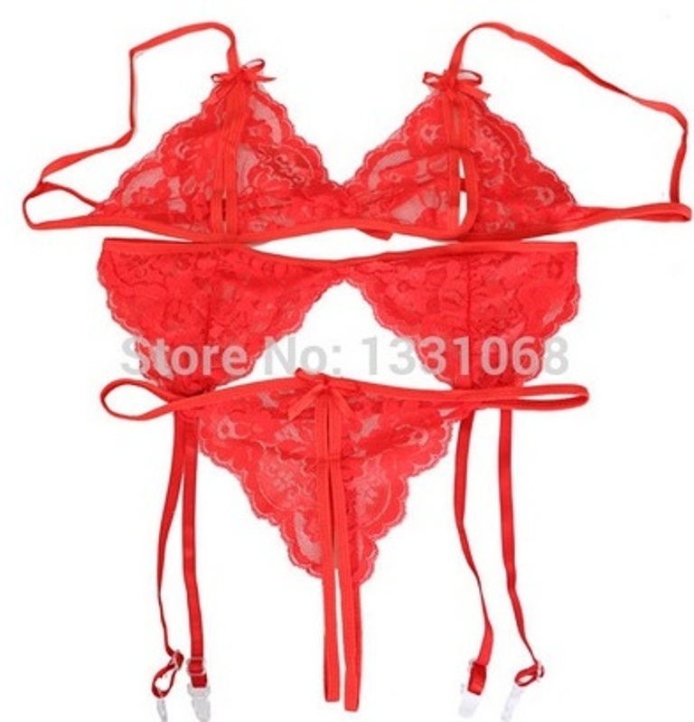 Buy 3 Piece Lace Lingerie Set Crotch Less 1 Bra 1 G String 1 Garter