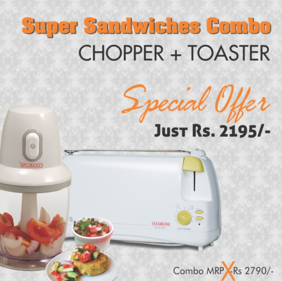 Combo Of Mini Chopper / Mixer + Auto Pop Up Toaster - By Clearline