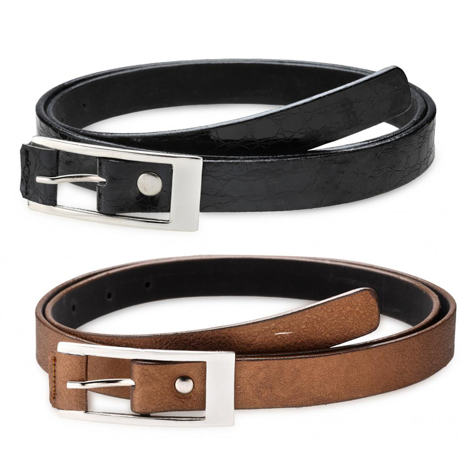 Combo - Women&#39;s Leather Belt (Black & Brown)