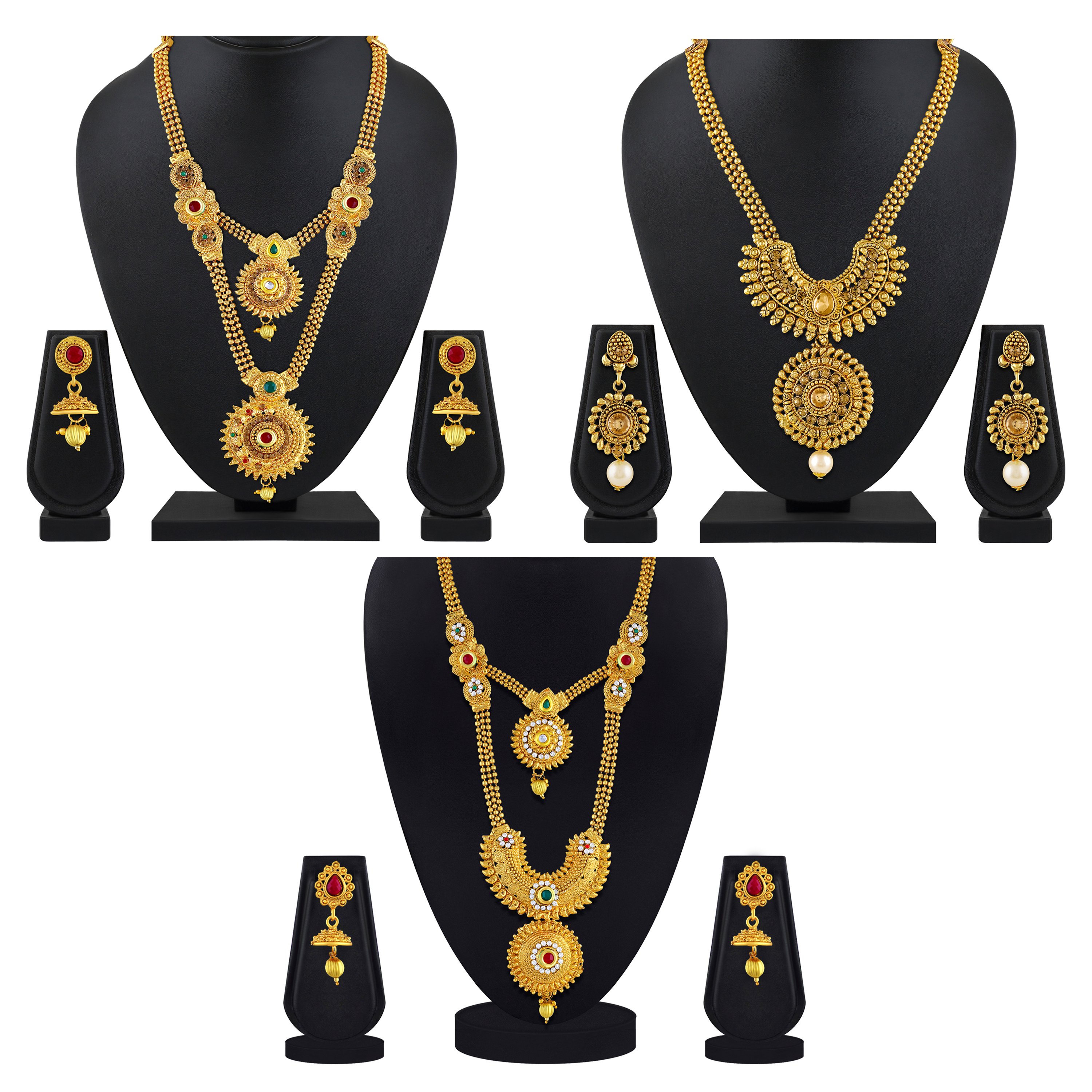 Buy Asmitta Traditional Jalebi Design Gold Plated Set Of 3 Matinee