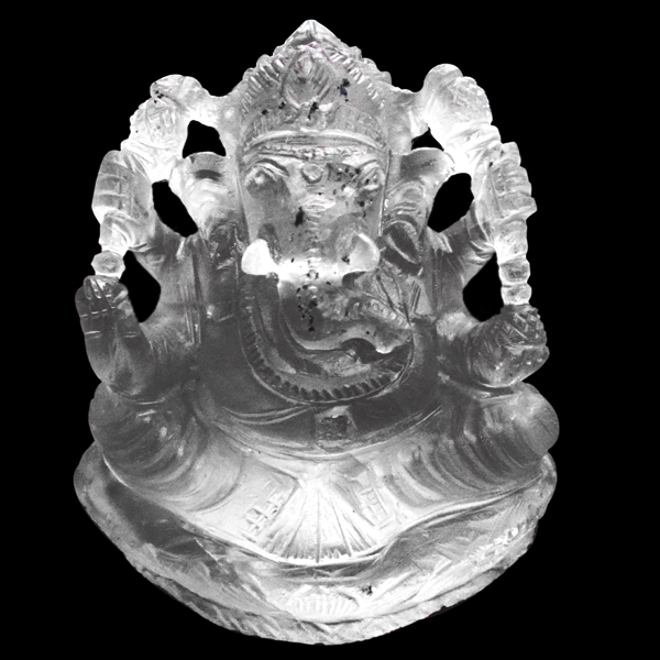 Vedka Pure Frosted Crystal Hindu God Ganesh Sculpture For Home Office Puja