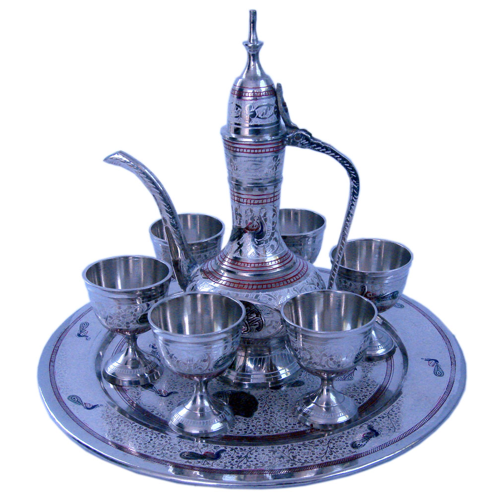 Shoppingtara White Metal Antique Royal Wine Set Handicraft -155