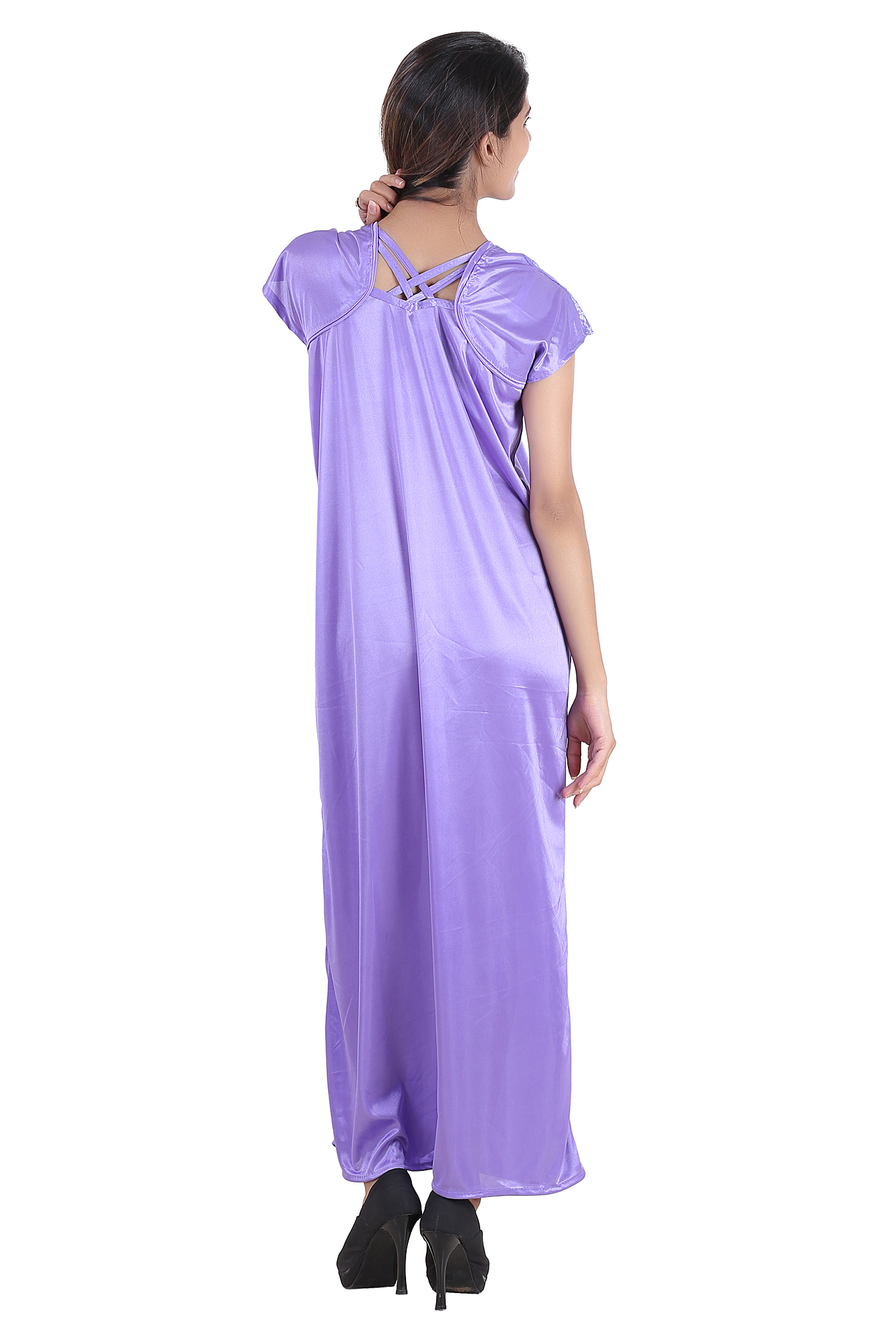 Buy Glossia Beautiful One Satin One Cotton Nighty Gown Combo Pack Of