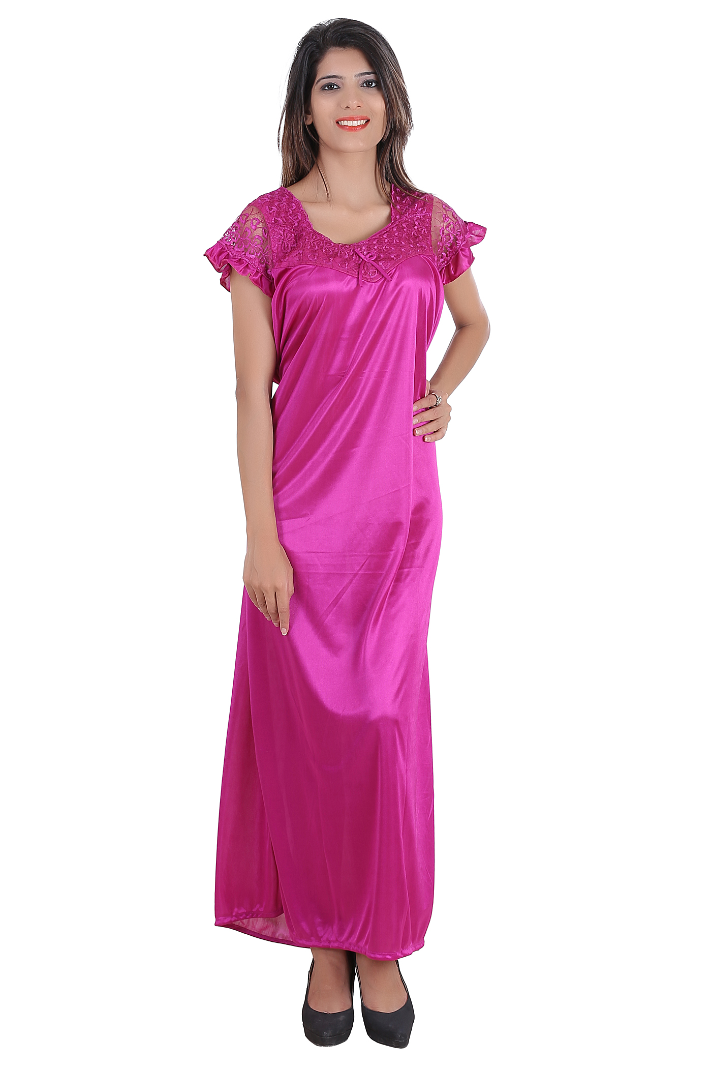 Buy Glossia Pink Satin Nighty Night Gowns Online From Shopclues