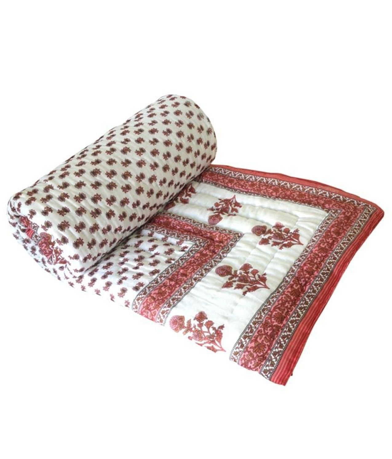 Buy Shopping Store Double Bed Size Jaipuri Pure Cotton Quilt Razai Hand