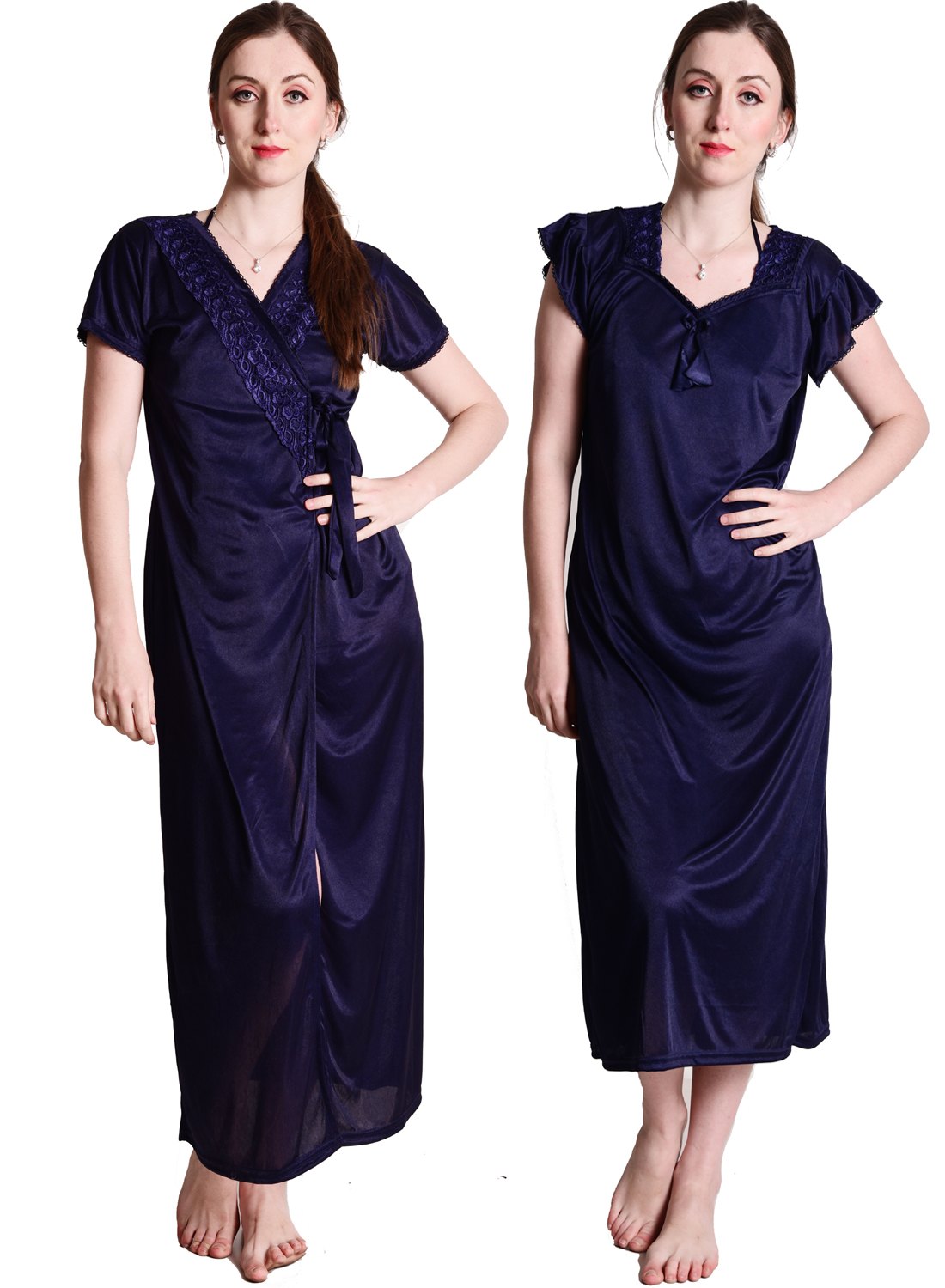 Buy Senslife Women Satin Nightwear Sleepwear Pc Set Of Night And Robe