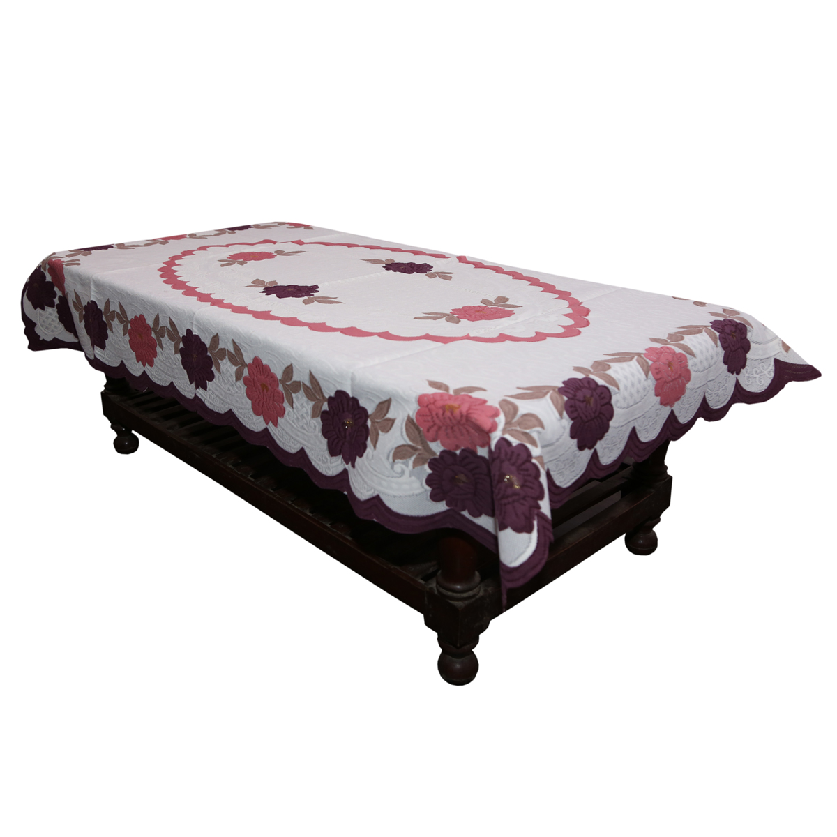 Buy Kuber Industries Center Table Cover Cream Floral Design In Cloth