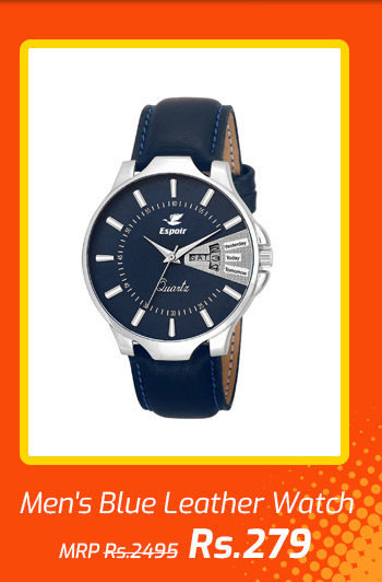 Men's Blue Leather Watch