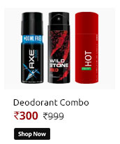 Combo of 3 Branded Deodorants - AXE, Wild Stone UCB  