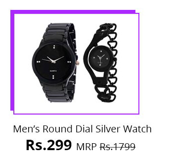 Mens Round Dial Silver Watch 