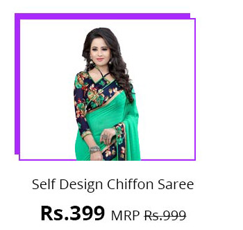 Green Self Design Chiffon Saree