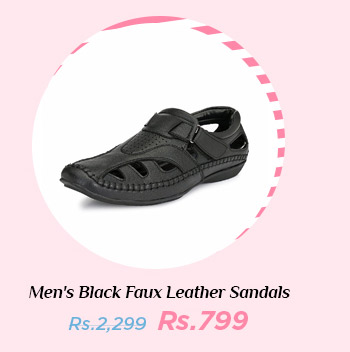 Men's Black Faux Leather Sandals