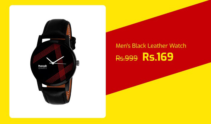 Men's Black Leather Watch