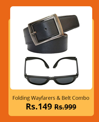 Austin Belt folding Black Wayfarer Sunglass combo Austin Belt folding Black Wayfarer Sunglass combo