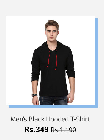 Men's Black Hooded T-Shirt