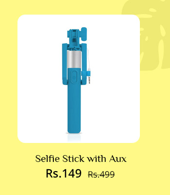  Pinnaclz (Sky Blue) Full Size Selfie Stick with Aux in (Sky Blue) 