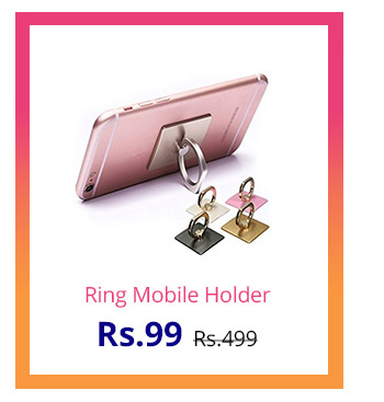  360 Rotate Metal Finger Ring Mobile Holder for Smartphones - Mobile Phone Holder -1 pc (Assorted Colors) 