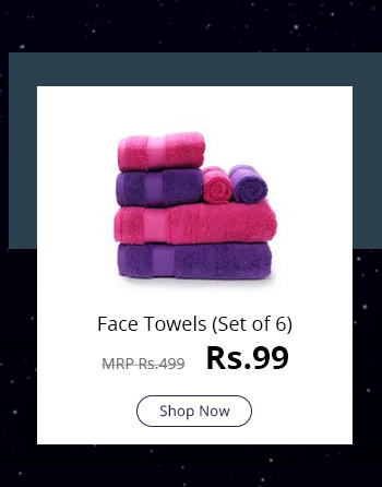  Bestellan Pack of 6 Multicoloured Cotton Face Towel 