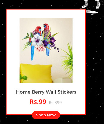  Home Berry Pretty Tropical Birds On Floral Branch Wall Stickers(PVC, 55 cm x 55 cm, Multi color, No. Of Pieces 1 ) 