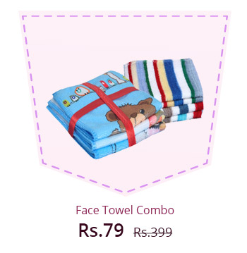  JARS Collections Combo of 1 Print Design Face Towel and 2 Stripes Face Towel 